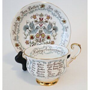 Vintage Paragon Teacup and Saucer Happy Anniversary Gift